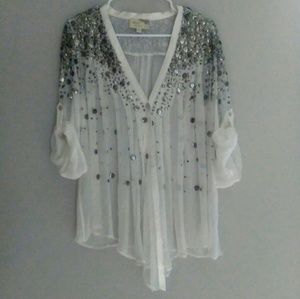 Elizabeth and James Tokyo Silk Sequined Top